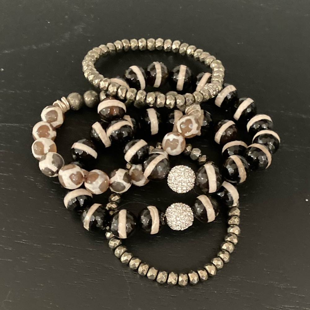 🔸NWat🔸 Faceted Agate Gemstone Beaded Bracelet Set